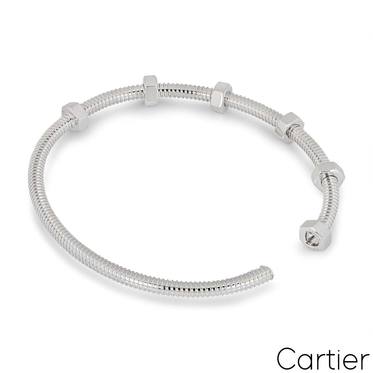 Cartier White Gold Ecrou De Cartier Bracelet Size 19 B6049619